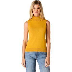 Sleeveless Turtleneck Sweater Solid Rayon Polyester Machine Wash Women's XS